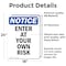 Signmission Enter At Your Own Risk OSHA Notice Sign, Vinyl Decal, 18in W x 24in L, 2PK OS-2PACK-NS-D-1824-V-12067 - alternate 4
